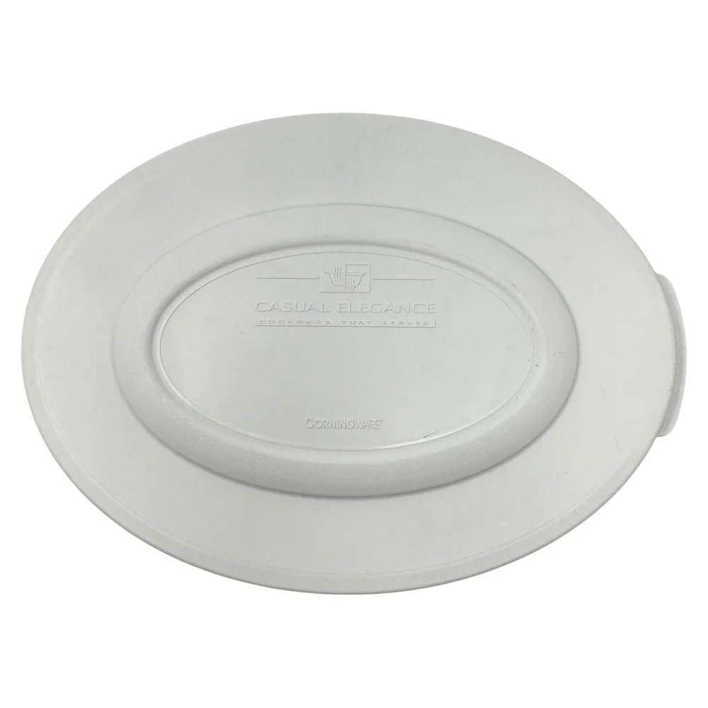 Vintage CorningWare Casual Elegance White Oval Serving Dish with Lid 10 Inch